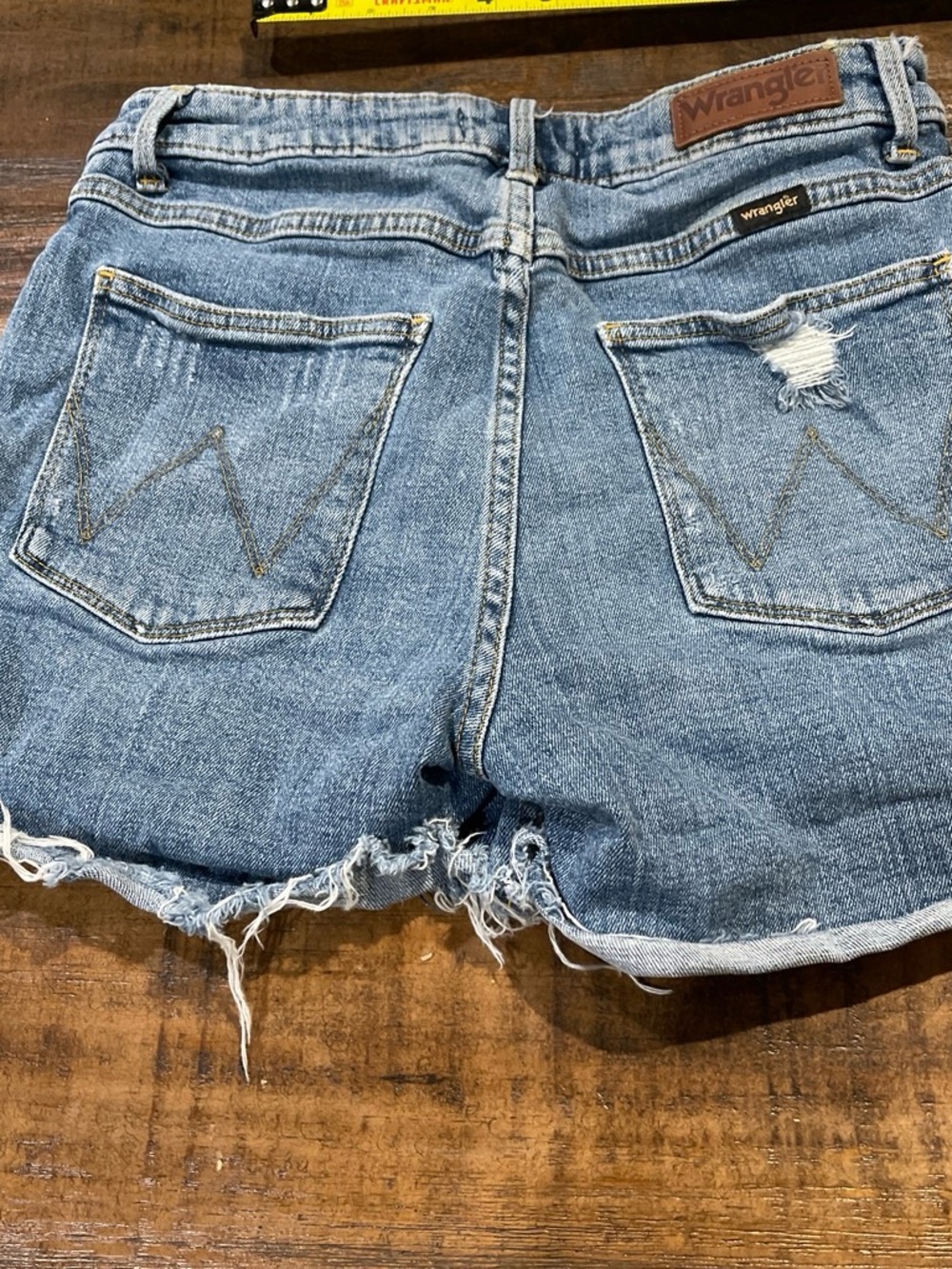 Wrangler Light Blue Frayed Denim Cutoff Shorts